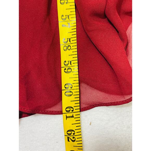 CITY STUDIOS 17 Red Cardinal Cold Shoulder Lace-Up Front-Slit Gown NWT B45 *flaw - Picture 9 of 10